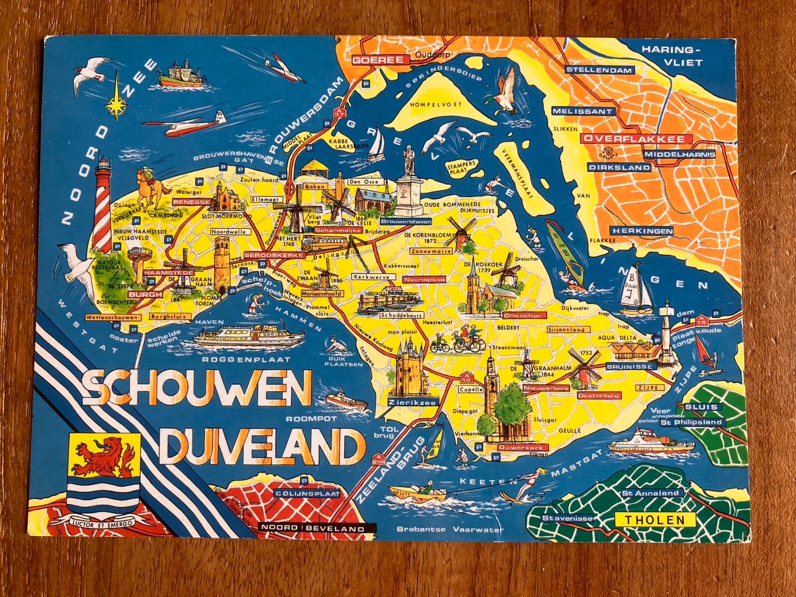 Schouwen-Duiveland - Gedetailleerde Kaart - 1989, Ophalen of Verzenden, 1980 tot heden, Gelopen, Zeeland