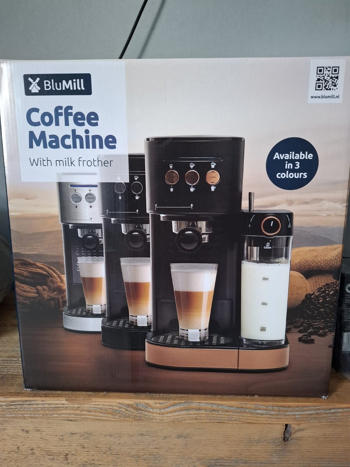 BluMill Koffiemachine met melkopschuimer, incl koffie, Ophalen of Verzenden, Koffiemachine