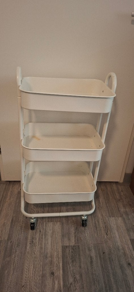 Witte verrijdbare opbergwagen 3 lagen, Huis en Inrichting, Ophalen, Gebruikt