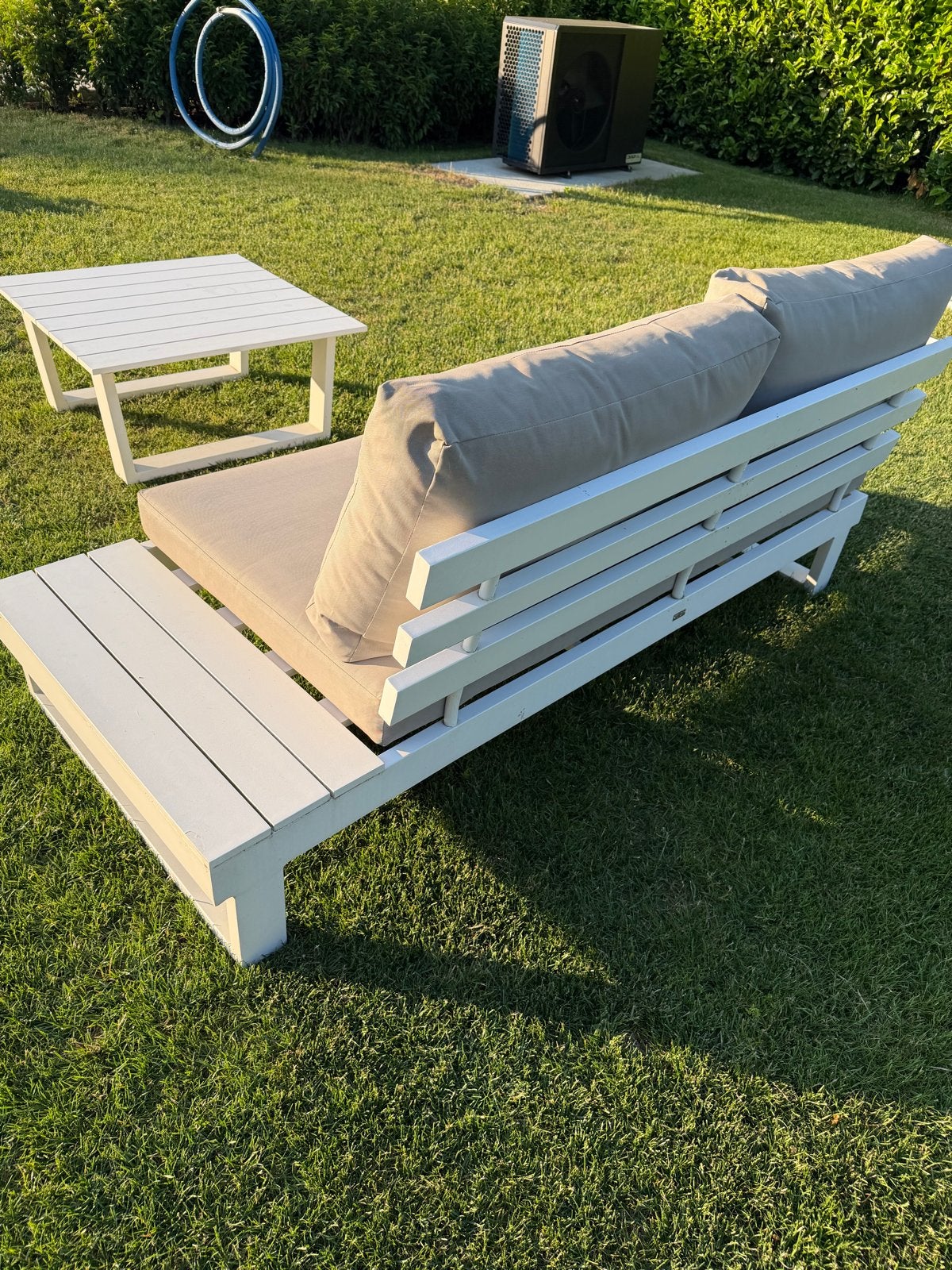 Witte Loungeset met Bijzettafel - Zo goed als nieuw, Tuin en Terras, Aluminium, Zo goed als nieuw, Loungeset, Bank