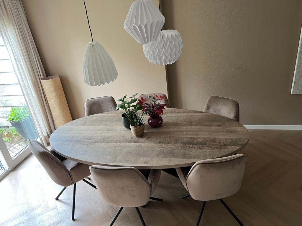 Ovale eettafel 6 personen, Huis en Inrichting, Tafels | Eettafels, Gebruikt, 100 tot 150 cm, 200 cm of meer, Vijf personen of meer