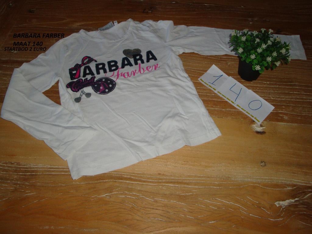 witte longsleeve barbara farber, Meisje, Ophalen of Verzenden, Zo goed als nieuw, Shirt of Longsleeve