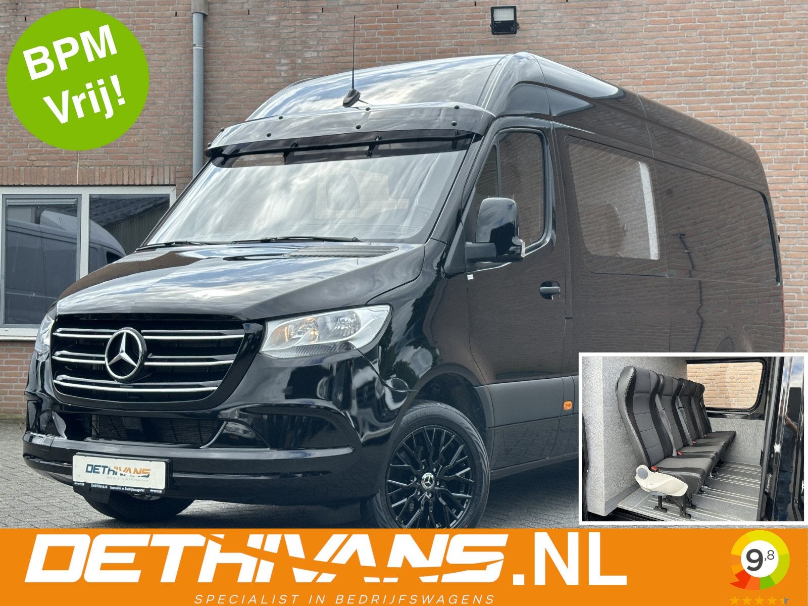 Mercedes-Benz Sprinter 317CDI 170PK L3H2 Dubbelcabine 6-Pers, Auto's, Automaat, Gebruikt, Zwart, Bedrijf