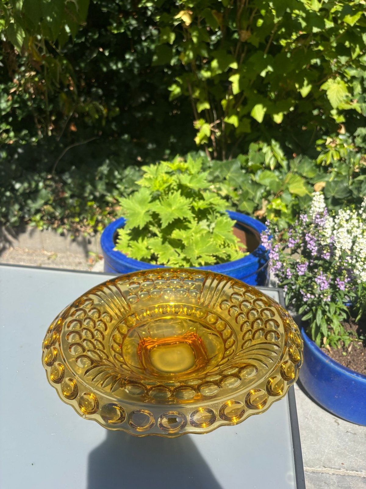 Vintage Amber Glazen Schaal - Decoratieve Kom, Ophalen of Verzenden