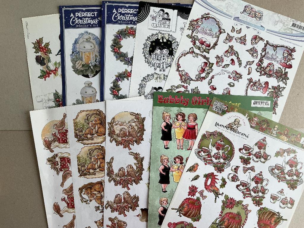 Setje 10 kerst 3d knipvellen (2), Hobby en Vrije tijd, Kaarten | Zelf maken, Ophalen of Verzenden, Nieuw, Kerst, Knipvel