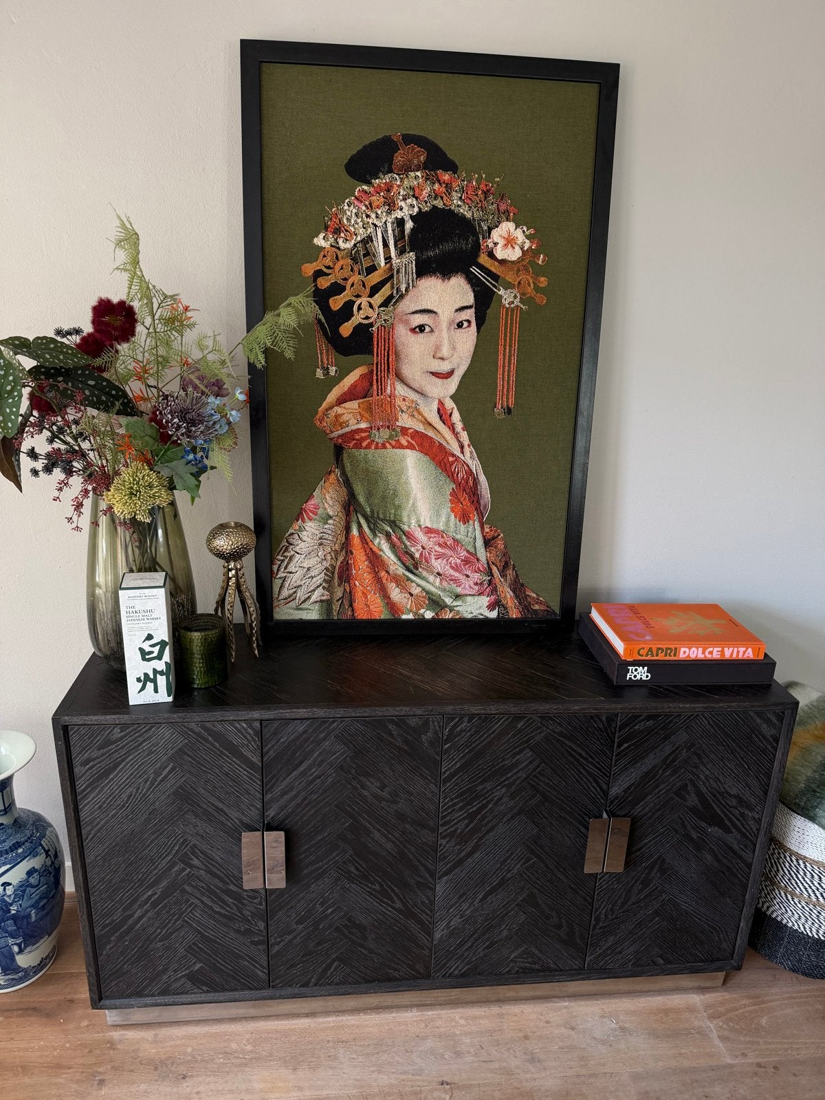 Richmond Interiors Blackbone Dressoir - Zwart Eikenfineer, Ophalen, 150 tot 200 cm, Eikenhout, Zo goed als nieuw