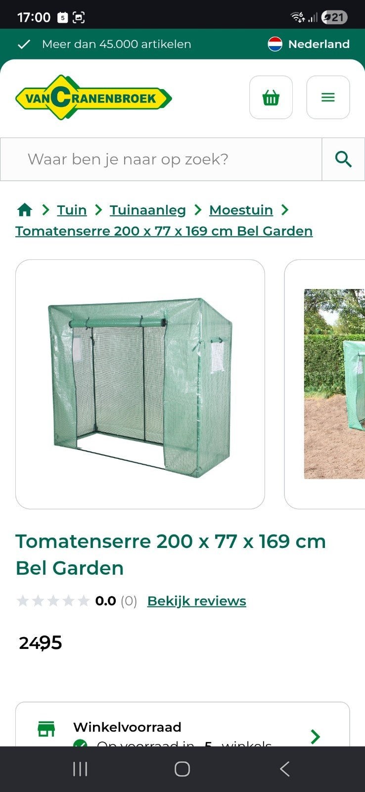 Tomatenserretje 200x77x169 cm Bel Garden, Ophalen of Verzenden, Nieuw
