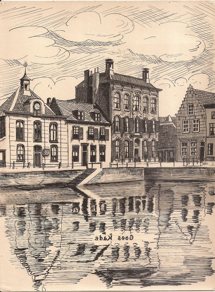 Goes Kade tekening 1948 Sievers, Ophalen of Verzenden