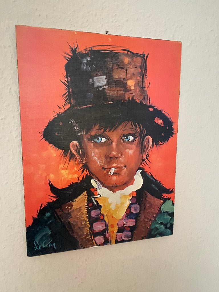 Retro schilderij (zigeuner)jongetje, Antiek en Kunst, Ophalen of Verzenden