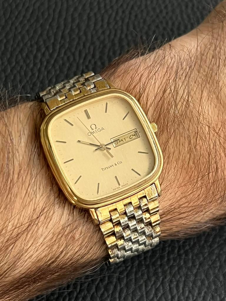 Vintage Omega Tiffany & Co., Sieraden, Tassen en Uiterlijk, Horloges | Antiek, Ophalen of Verzenden, Staal, Omega, 1960 of later