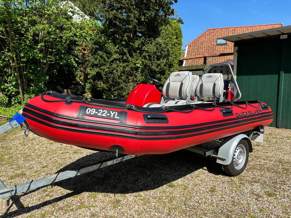 Quiksilver 380 HD heavy duty sport, 25 PK Selva motor 2-takt, Ophalen, Quicksilver, Zo goed als nieuw, Hout