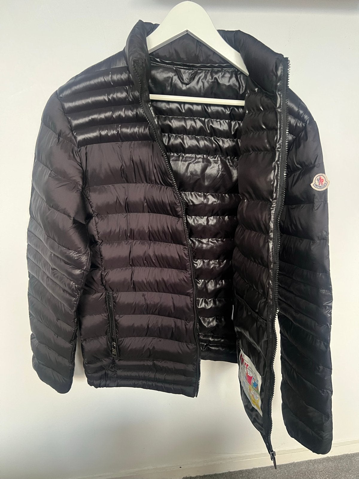Moncler Puffer Jas Zwart - Maat L, Ophalen of Verzenden, Zo goed als nieuw, Maat 52/54 (L), Zwart