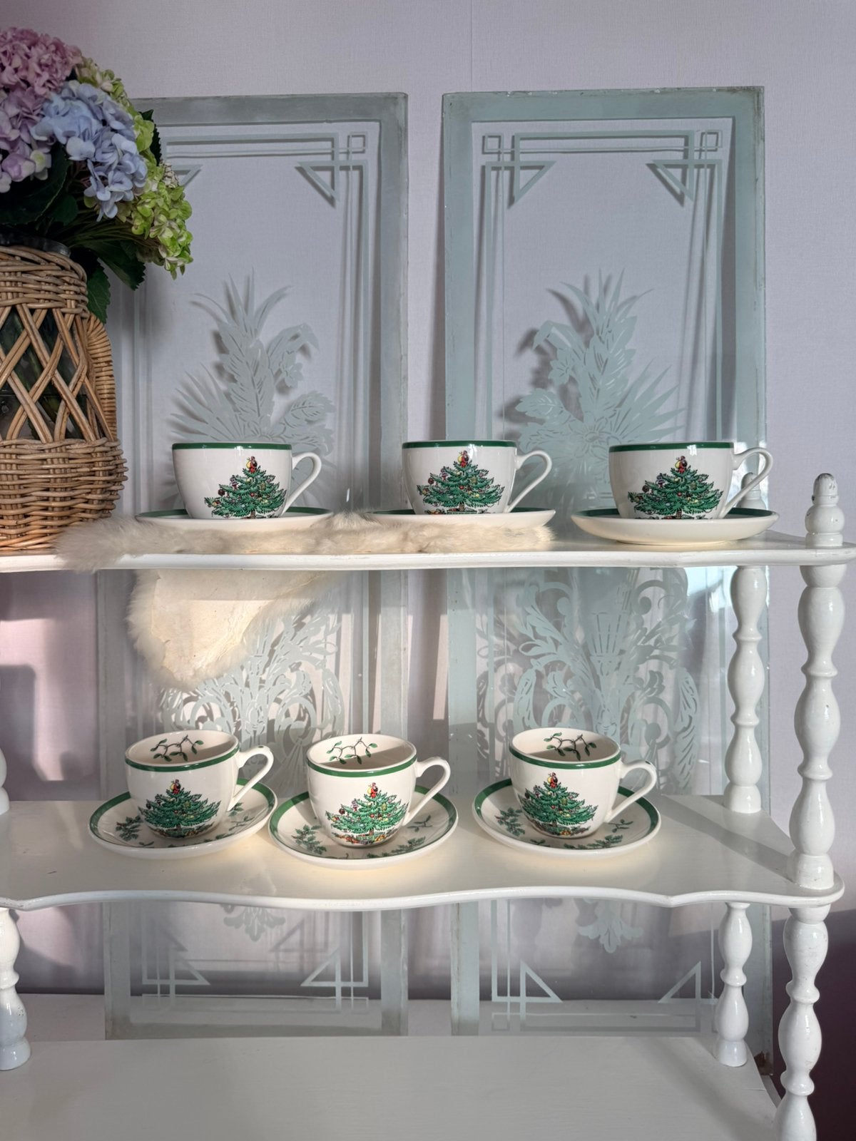 Spode Christmas tree 6x nieuwe kop en schotels made England, Ophalen, Nieuw