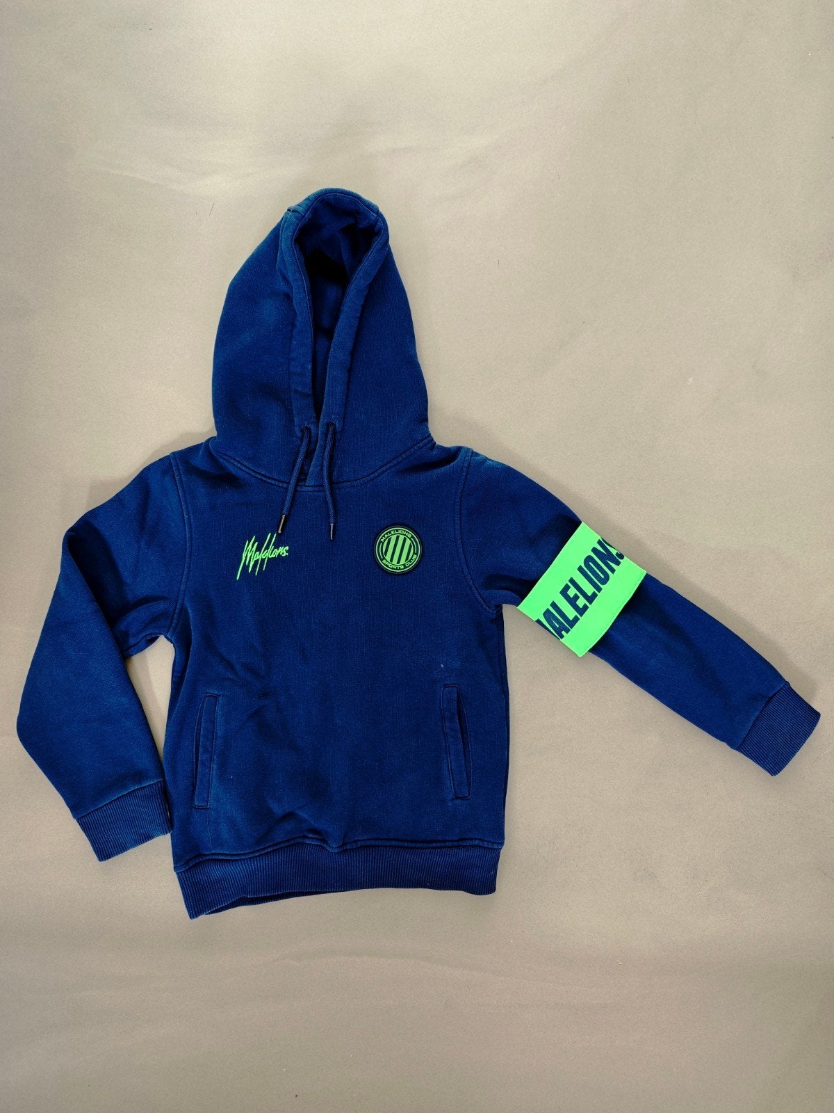 Malelions trui hoody maat 128 donkerblauw neon geel nieuwsta