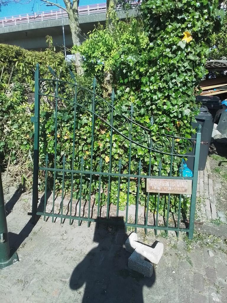 Groene poort en palen, Tuin en Terras, Tuinhekken en Hekwerk, Ophalen, Met poort, Gebruikt, Sierhekwerk