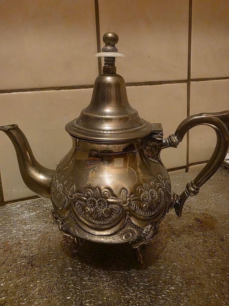 Vintage Marokkaanse theepot, messing, handgemaakt, Ophalen