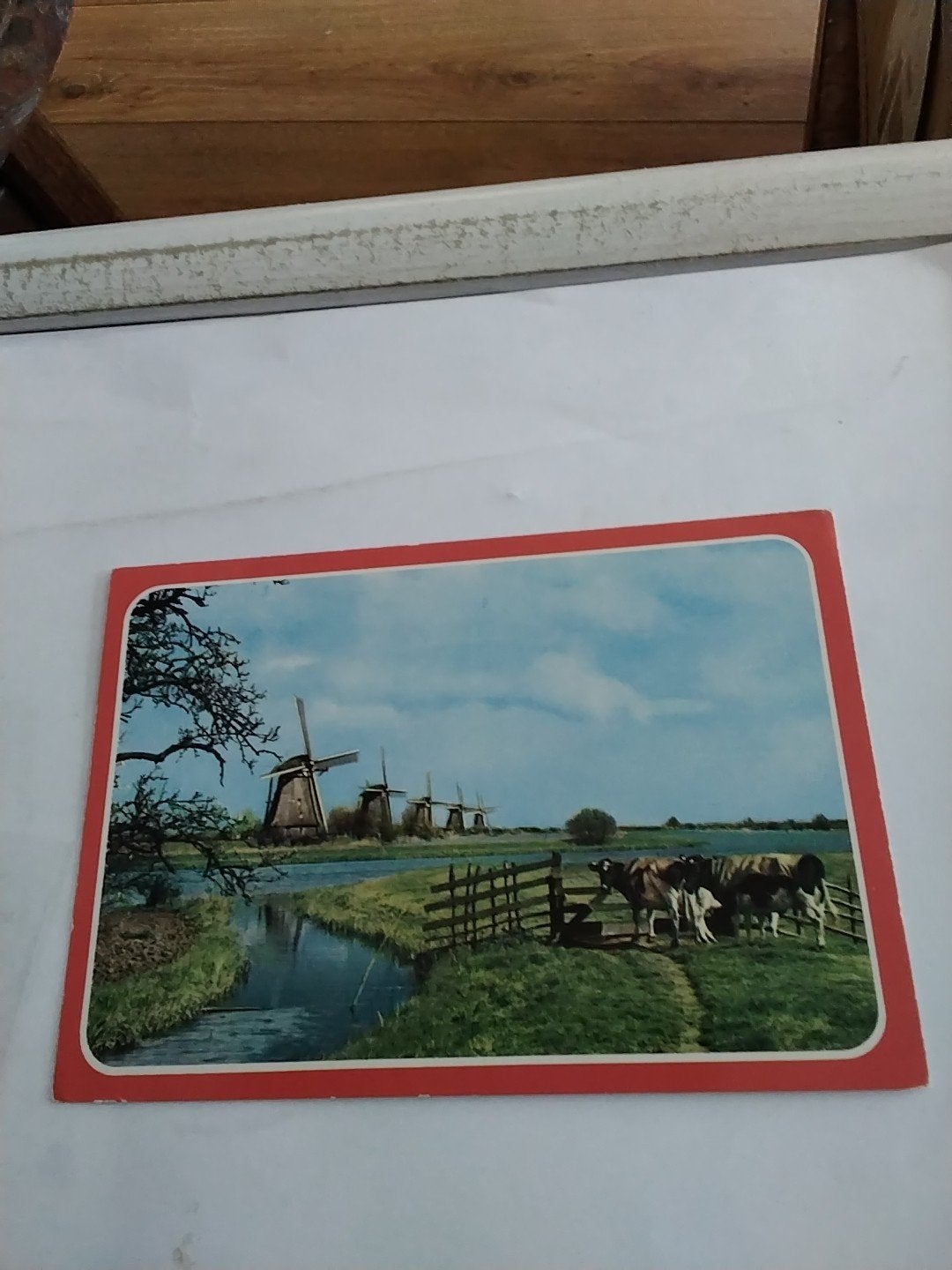 Oude ansichtkaart met molens en koeien, Nederland, Ophalen of Verzenden, 1960 tot 1980, Gelopen, Gelderland