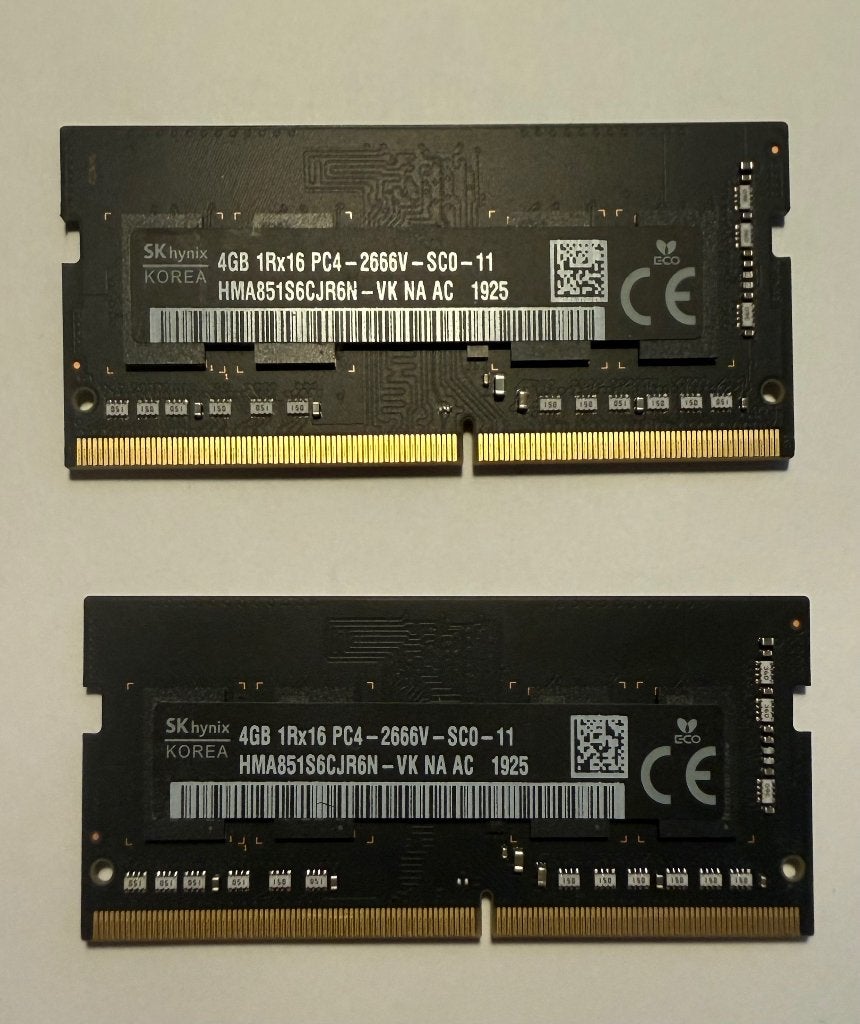 SK hynix 2x 4GB 2666 DDR4 SO DIMM (uit Apple iMac 27"), Computers en Software, RAM geheugen, Gebruikt, DDR4, 8 GB, Ophalen of Verzenden