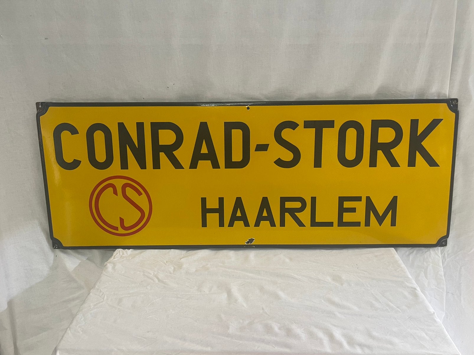 Emaille Conrad-Stork Bord uit Haarlem, Ophalen, Gebruikt