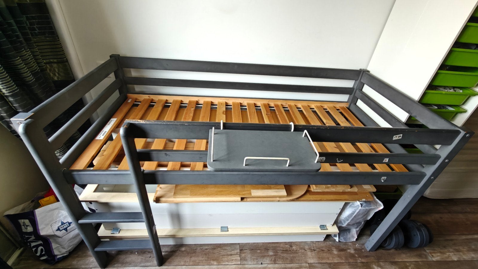 Hoogslaper met lattenbodem, Ophalen, Gebruikt, 90 cm, Eenpersoons