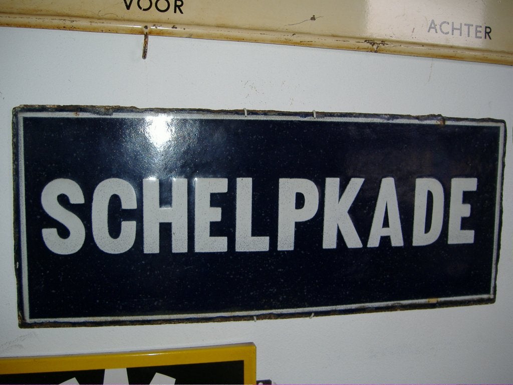 vintage straatnaam bord, Ophalen of Verzenden, Gebruikt, Overige typen