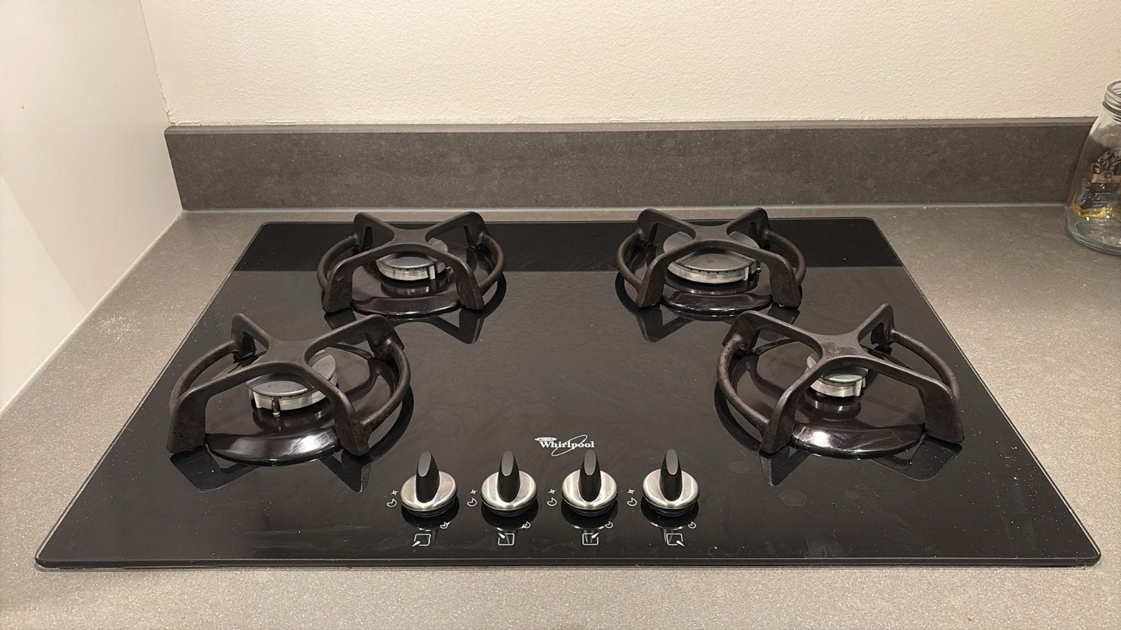 Whirlpool AKM 434/NB gaskookplaat - Zwart glas, Witgoed en Apparatuur, Ophalen, Gebruikt, 4 kookzones, Inbouw