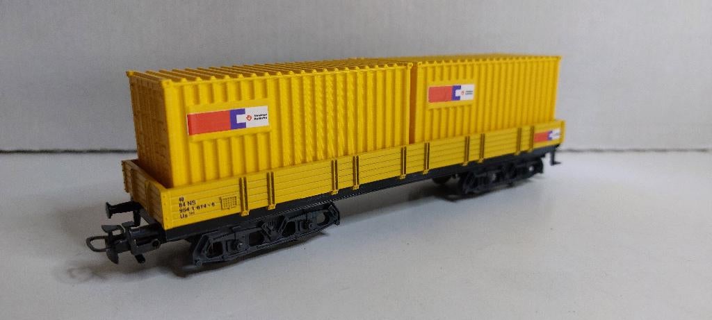 Strukton Lage Bakwagon met 20ft. Containers **Nieuw** (04), Hobby en Vrije tijd, Modeltreinen | H0, Wisselstroom, Ophalen of Verzenden