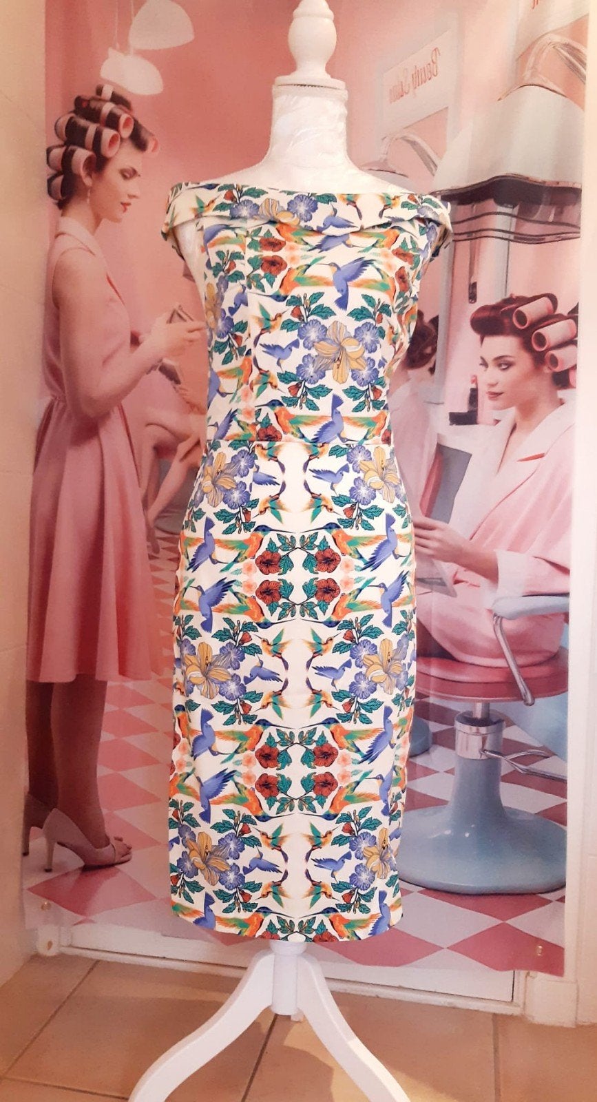 Pin-up pencil wiggle dress kolibrie new, Overige typen, Verzenden, Maat 42/44 (L), Nieuw