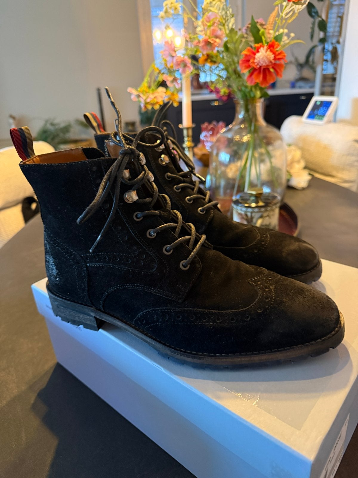 Manfield suède veterboots - Zwart maat 41, Ophalen of Verzenden, Zo goed als nieuw, Zwart, Boots