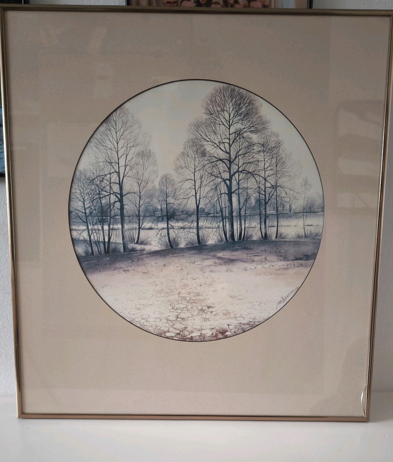 Milovan Svastec vintage winter schilderij print 1979, Ophalen of Verzenden