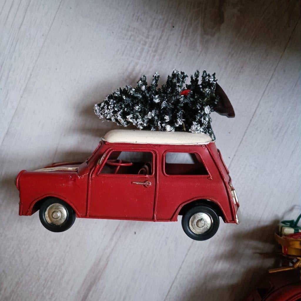 metalen mini met kerstboom op dak, Ophalen of Verzenden, Nieuw