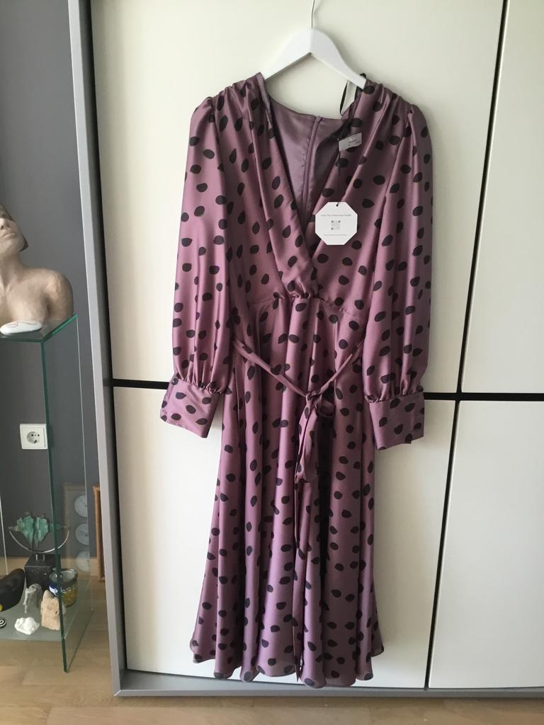 Nieuwe Swing jurk met stippen, maat 42, Paars, Maat 42/44 (L), Nieuw, Ophalen of Verzenden