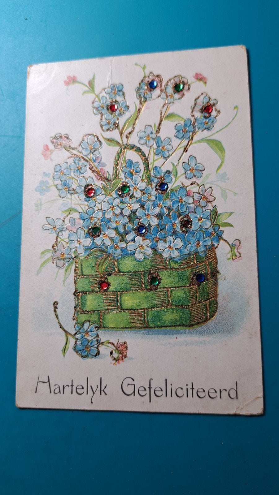 hartelijk gefeliciteerd met kleurrijke steentjes, Verzenden, Voor 1920