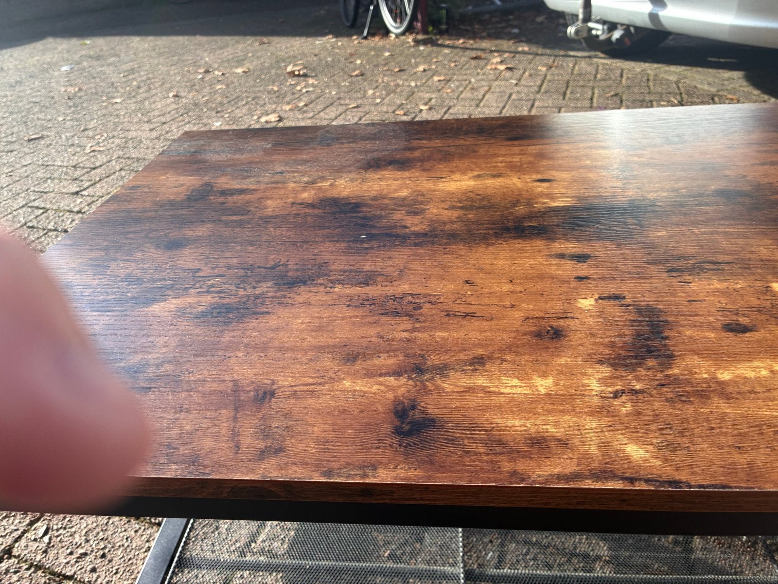 Salontafel met industrieel design en opbergrek, Ophalen, Gebruikt, 100 tot 150 cm, 50 tot 100 cm