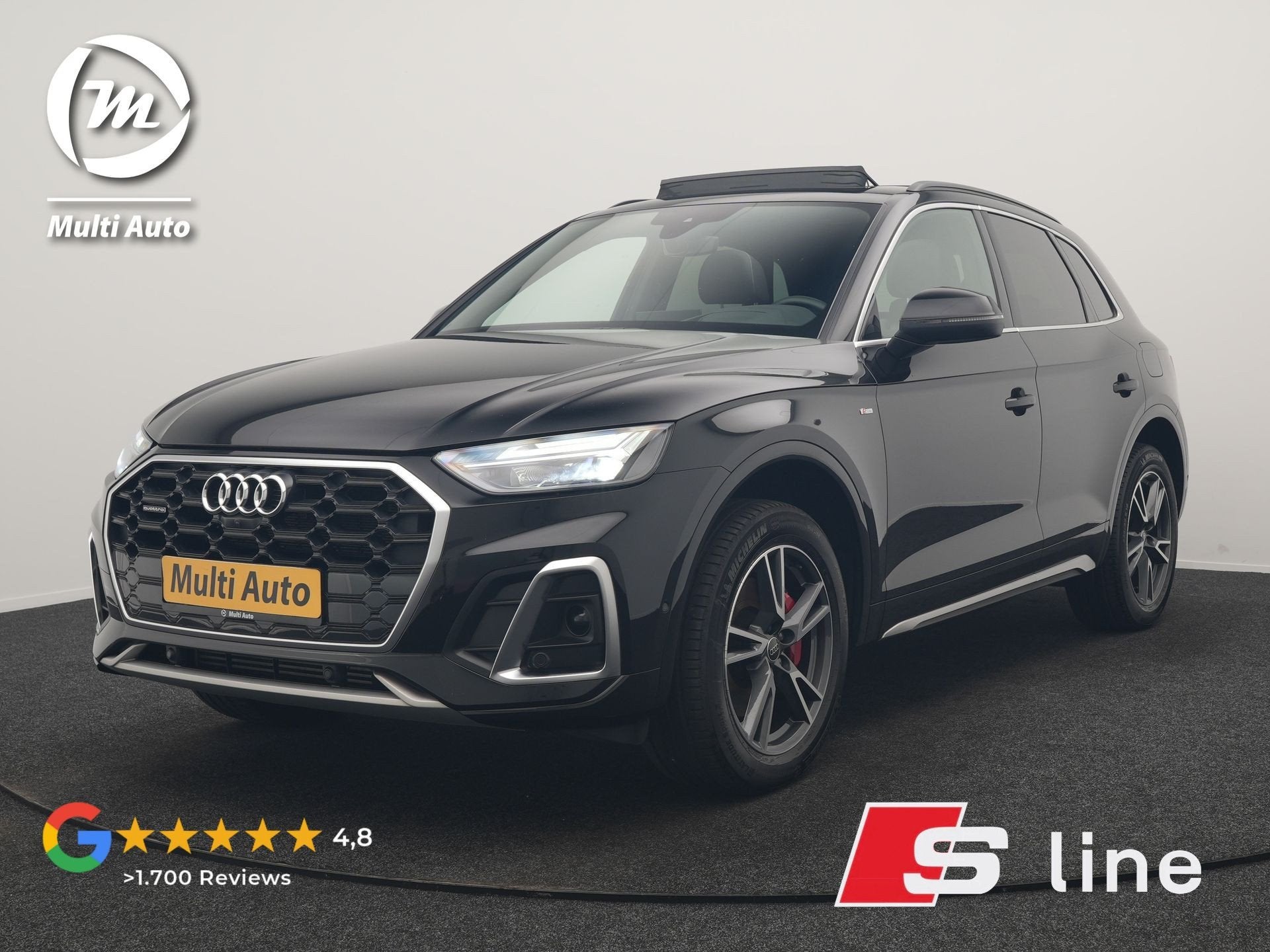 Audi Q5 50 TFSI e 2x S Line PHEV 300pk Dealer O.H. | Panodak, Automaat, Dealer onderhouden, Gebruikt, Zwart