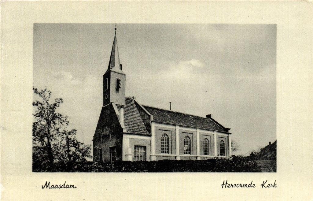 Maasdam. - Hervormde Kerk - ongelopen, Ophalen of Verzenden, 1940 tot 1960, Ongelopen, Zuid-Holland