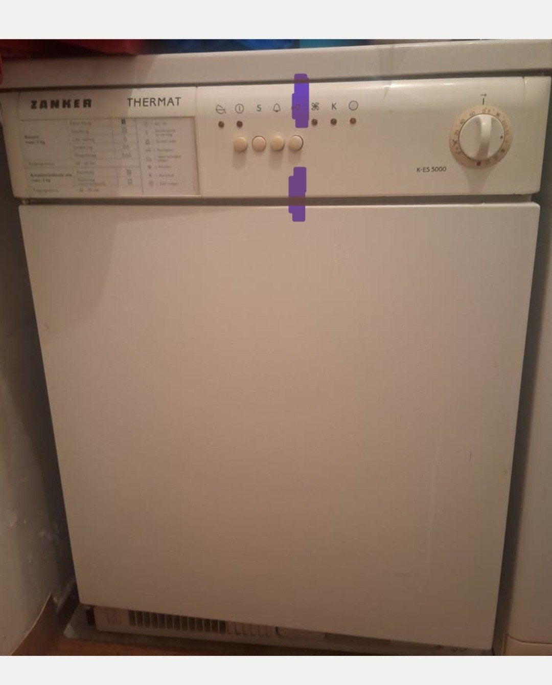 Zanker Thermat K-ES 5000 Luchtafvoerdroger, Gebruikt, Luchtafvoer, 4 tot 6 kg, Ophalen of Verzenden