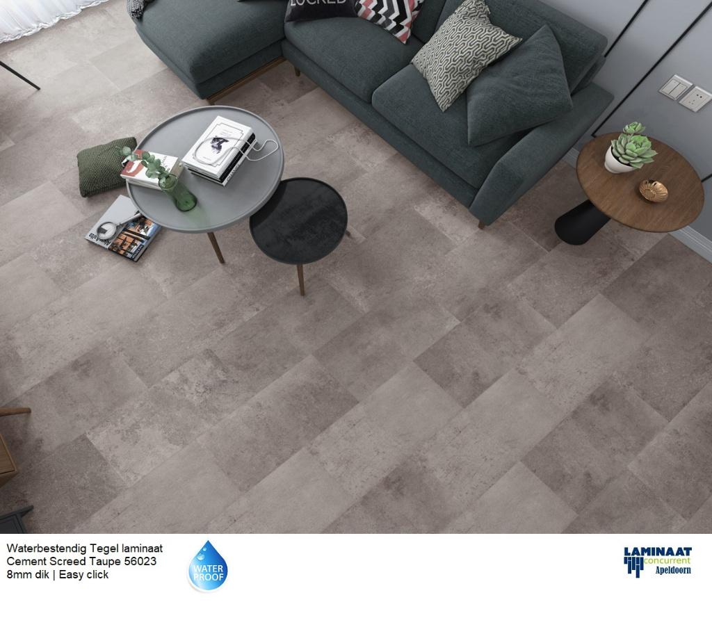 Waterbestendig Tegel Laminat Cement Screed Taupe Easy click, Visio grande waterbestendig tegel laminaat beton grijs, 75 m² of meer