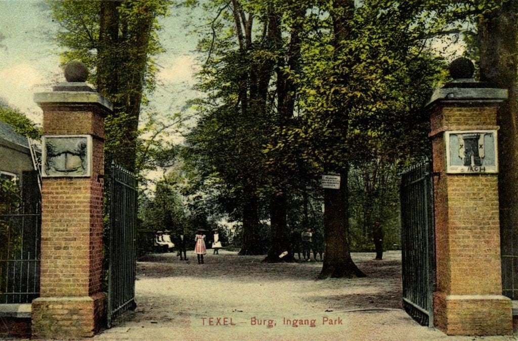 Texel - Burg. Ingang Park - Groet van Texel - 1908 gelopen, Verzenden, Voor 1920, Gelopen, Noord-Holland