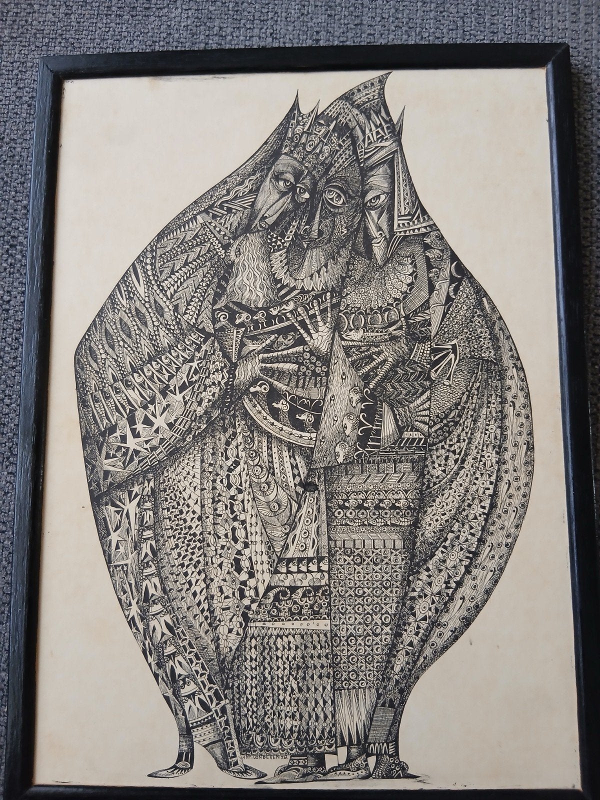 2 surrealistische prent art brut Antonius / Toon van de Ven, Antiek en Kunst, Ophalen of Verzenden