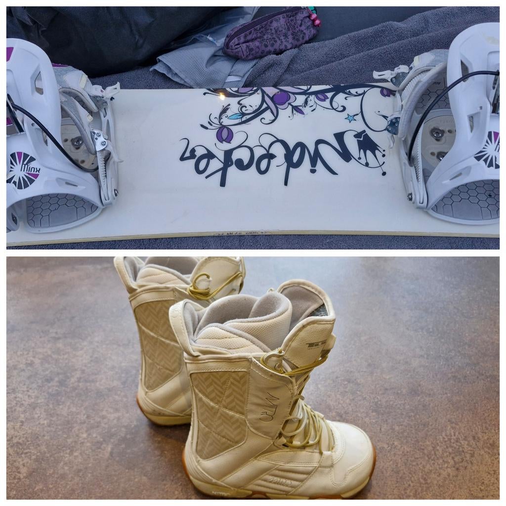 Snowboard set Nidecker Angel 154  met Nitro schoenen maat 38, Ophalen of Verzenden, Gebruikt, Board