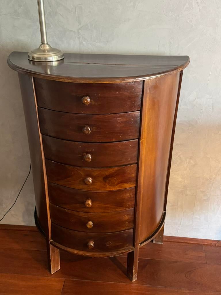 Houten kastje - Bolle vorm, Huis en Inrichting, Kasten | Ladekasten, 100 tot 150 cm, 1 of 2 laden, Ophalen of Verzenden, Zo goed als nieuw