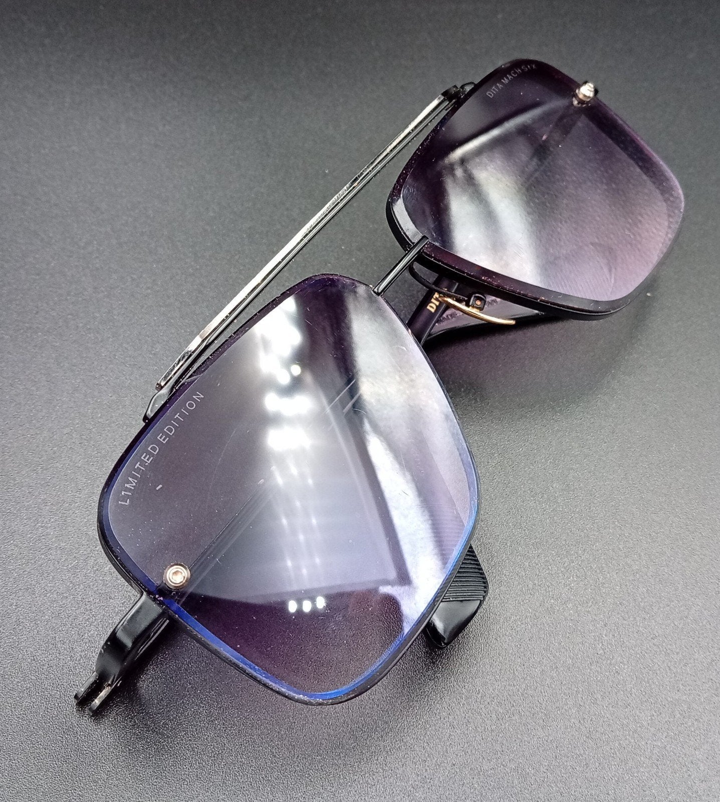 Dita MACH-SIX Limited EditionBlack RhodiumDark Grey to Clear, Ophalen of Verzenden, Zo goed als nieuw, Zwart, Overige merken