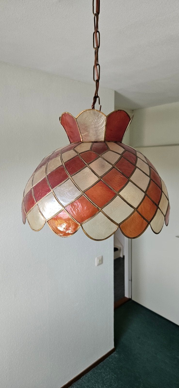 Vintage schelpenlamp., Huis en Inrichting, Lampen | Hanglampen, Ophalen