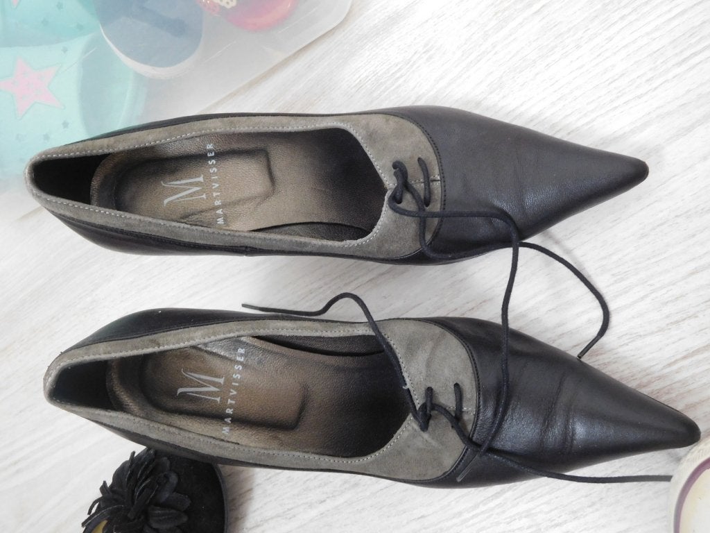 Zwart grijs echt leer pumps MART VISSER maat 37, Pumps, Mart Visser, Zwart, Ophalen of Verzenden