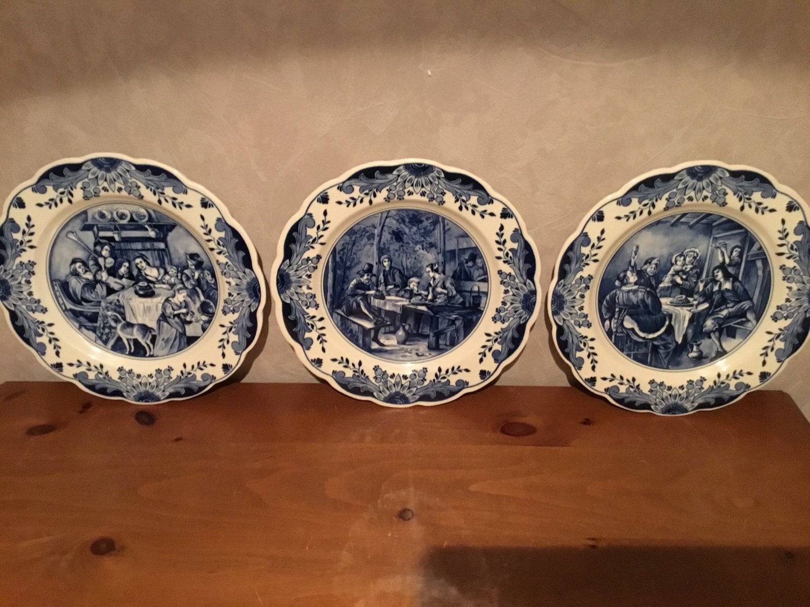 Set van 3 Regina Delfts Holland sierborden, jaren '80, Antiek en Kunst, Ophalen