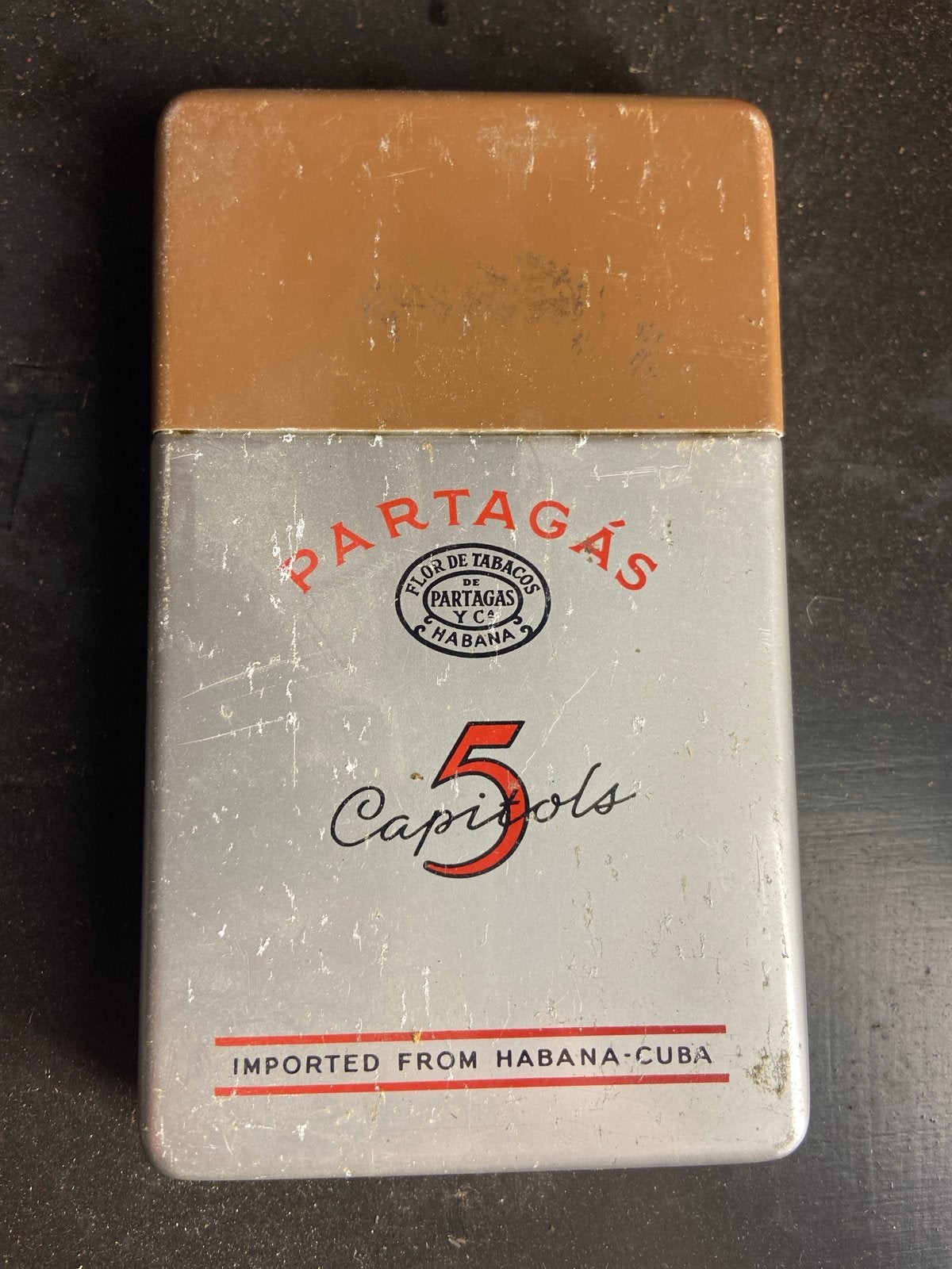 Vintage Partagas 5 Capitols Sigaren Tabaksdoos Cuba, Verzamelen, Ophalen of Verzenden, Gebruikt, Tabaksdoos of Verpakking