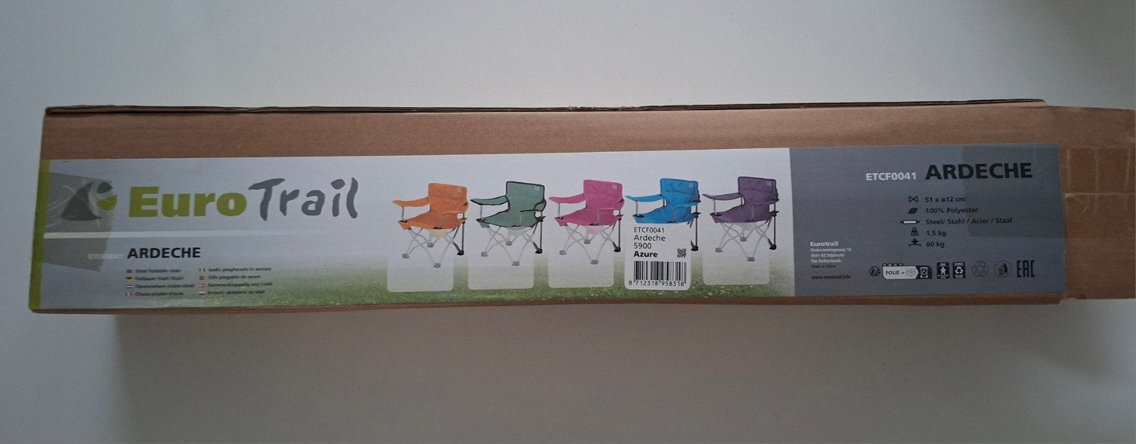 Te koop nieuwe EuroTrail Ardeche Campingstoel - Azuurblauw, Ophalen of Verzenden, Nieuw, Campingstoel