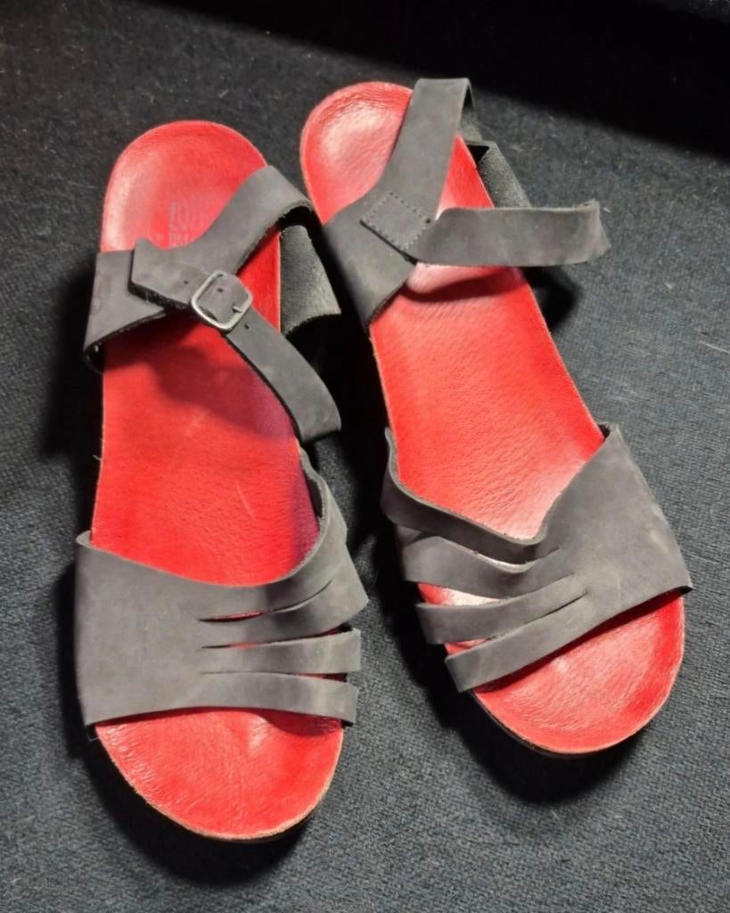 Loints of Holland sandalen maat 42, zwart/antraciet met rood, Loints of Holland, Zwart, Gedragen, Sandalen of Muiltjes