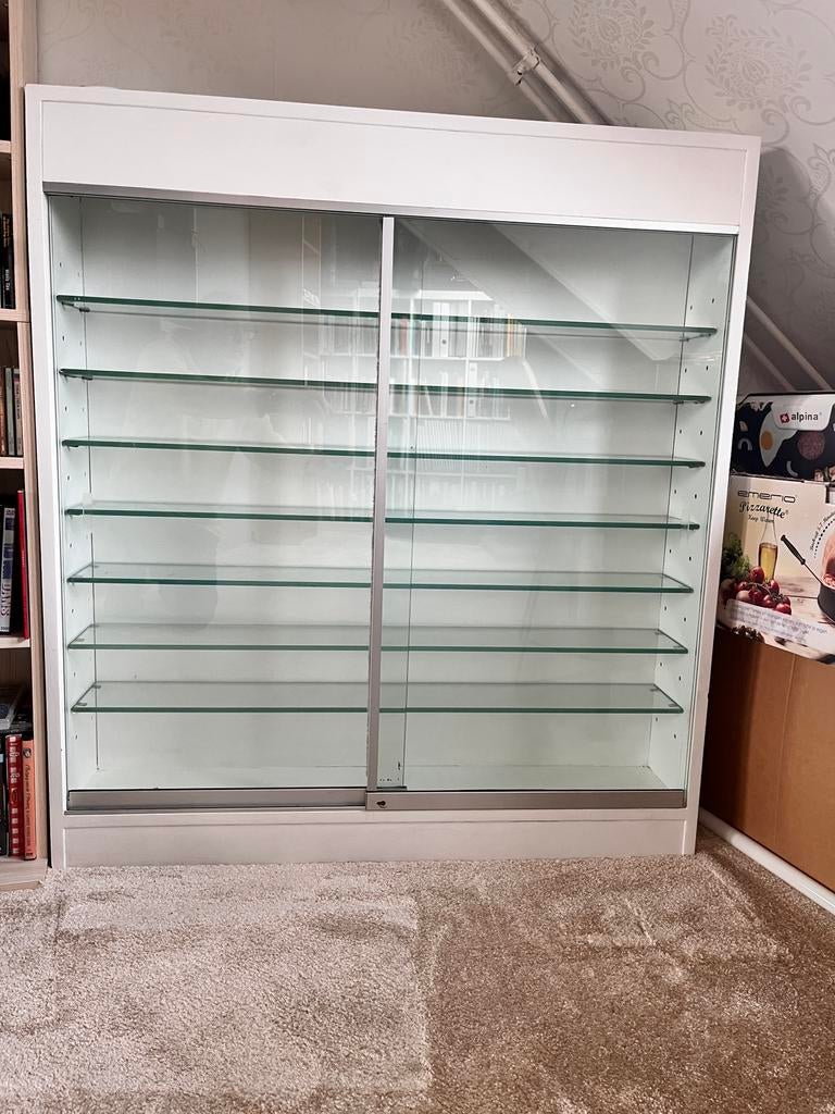 Vitrinekast met verlichting, Ophalen, Met plank(en), 100 tot 150 cm, 100 tot 150 cm